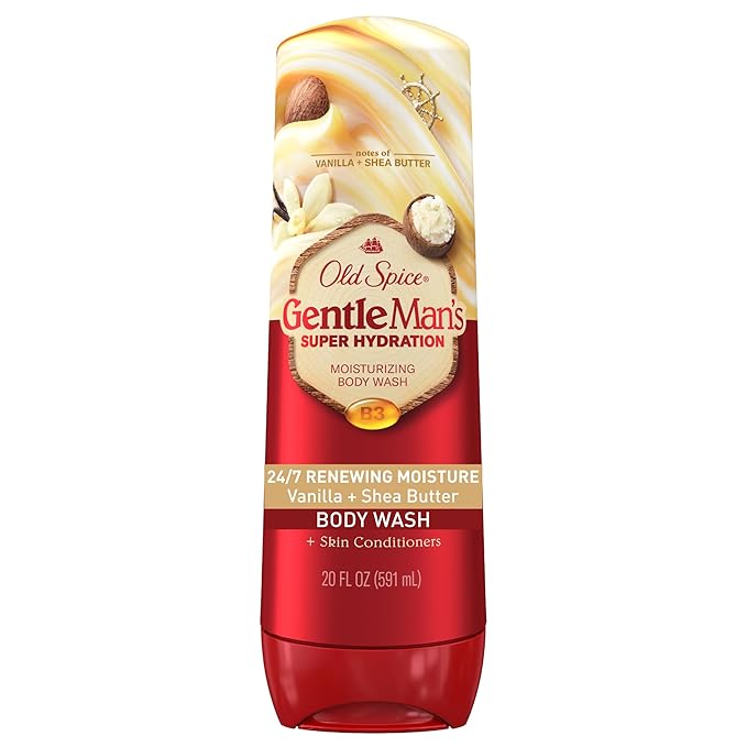 Old Spice Body Wash GentleMan’s Super Hydration for Men, 24/7 Renewing Moisture, Gentle on Skin with Skin Conditioners, Vanilla + Shea Butter Scent, 20 oz-GlimoraGlow