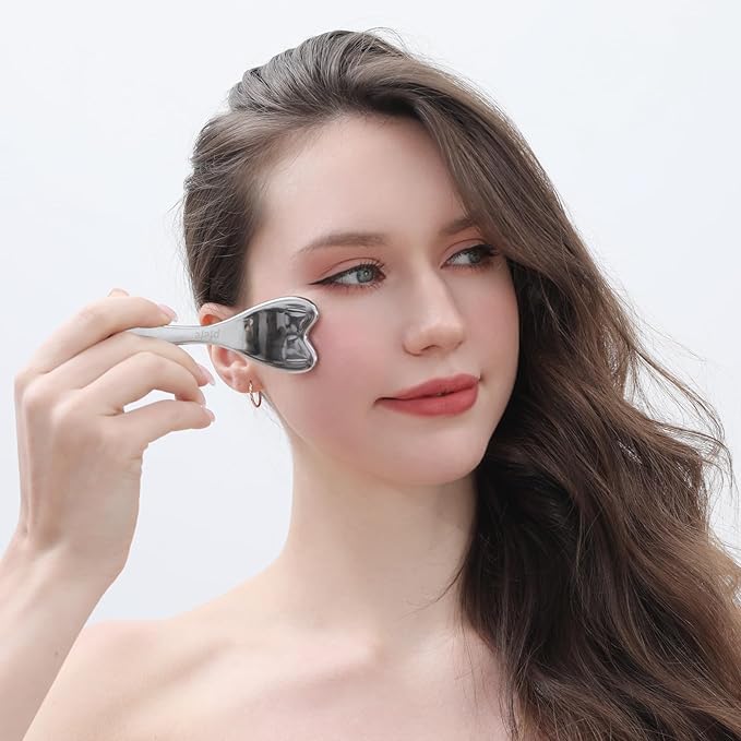 Stainless Steel Gua Sha & Face Roller, 3-in-1 Dolphin Facial Roller for Esthetician Supplies Women Gift, Skin Care Tool for Puffiness, Wrinkles, Dark Circles (1 Pc)-GlimoraGlow