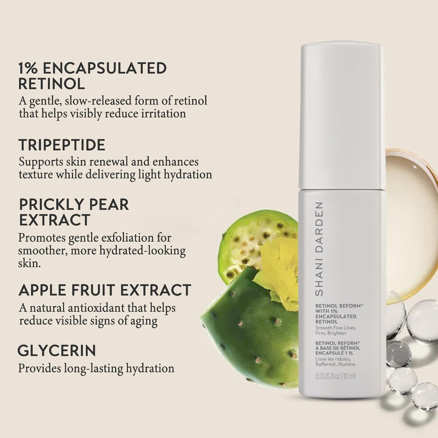 SHANI DARDEN SKIN CARE Retinol Reform with 1% Encapsulated Retinol Serum for Face & Neck, Gentle Slow-Release Retinol Face Serum with Tripeptide for Wrinkles, Fine Lines & Uneven Tone, 0.3 fl oz-GlimoraGlow