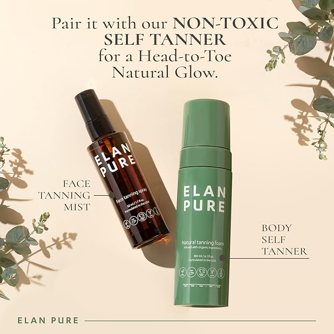 Face Tanning Mist, Organic Ingredients, Sunless Self Tanner, Bronzing, Hydrating, Steak-Free, Long Lasting Glow-GlimoraGlow