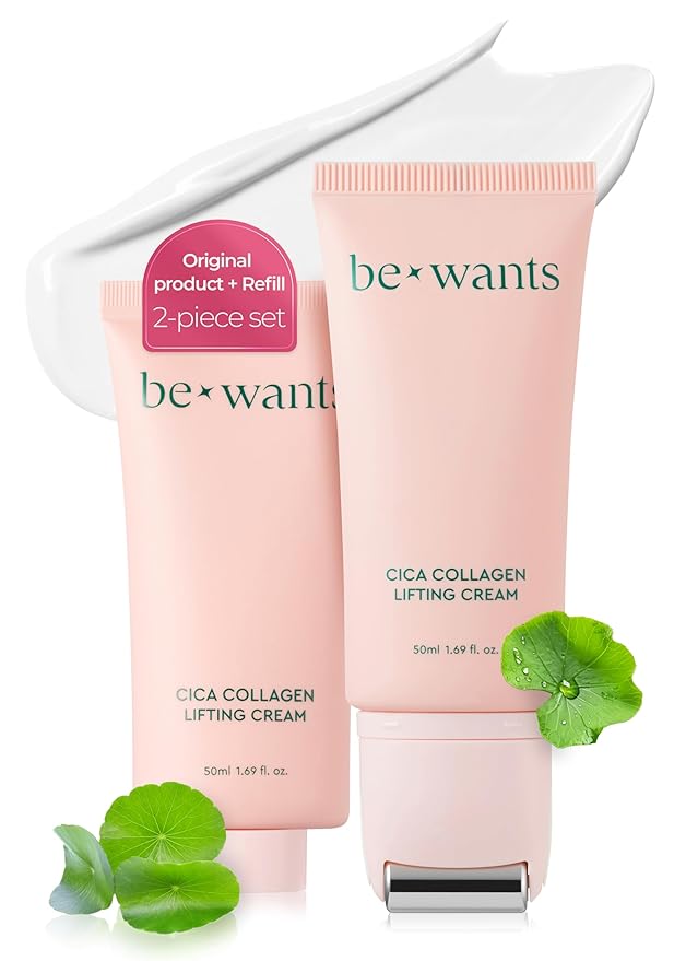 Bewants gua sha neck cream roller, korean neck cream with massage roller, rapid lift neck serum roll on, moisturizer for tightening skin with centella asiatica (2 Pack)-GlimoraGlow