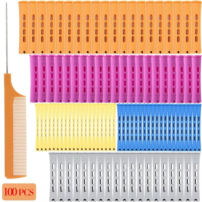 100pcs Hair Curling Rods Set - Plastic Cold Wave Rollers for Natural, Long or Short Hair Styling - Women's DIY Hairdressing Tools in Orange, Purple, Gray, Blue, Yellow-GlimoraGlow