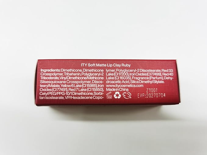 ITY Velvet Matte Finish Lip Stain-Mousse Textured Lip Clay, Red Shade, Conceals Lip Lines, Rich Pigment Lip Tint Lipsticks, 0.14 oz (4g) in Ruby-GlimoraGlow