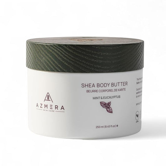 AZMERA Handcrafted Whipped Shea Body Butter – Refreshing Mint & Eucalyptus Scented Moisturizer for Dry, Sensitive Skin, Argan Oil & Vitamin E – Vegan, Non-Greasy Skincare – 8.82 oz-GlimoraGlow