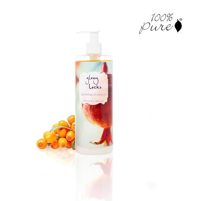 100% PURE Glossy Locks Glossing Shampoo Hair Wash Detox & Hydrate Shine Boosting Dry Dull Damaged Strands Avocado Butter & Seaweed Collagen Natural Care for Women & Men Vegan - 13.5 Fl Oz-GlimoraGlow