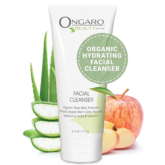 Ongaro Beauty Hydrating Face Cleanser, Gentle Facial Cleanser with Organic Aloe Vera for Normal, Oily, Sensitive and Dry Skin, Facial Wash with Hyaluronic Acid and Vitamin E, 6 fl oz-GlimoraGlow