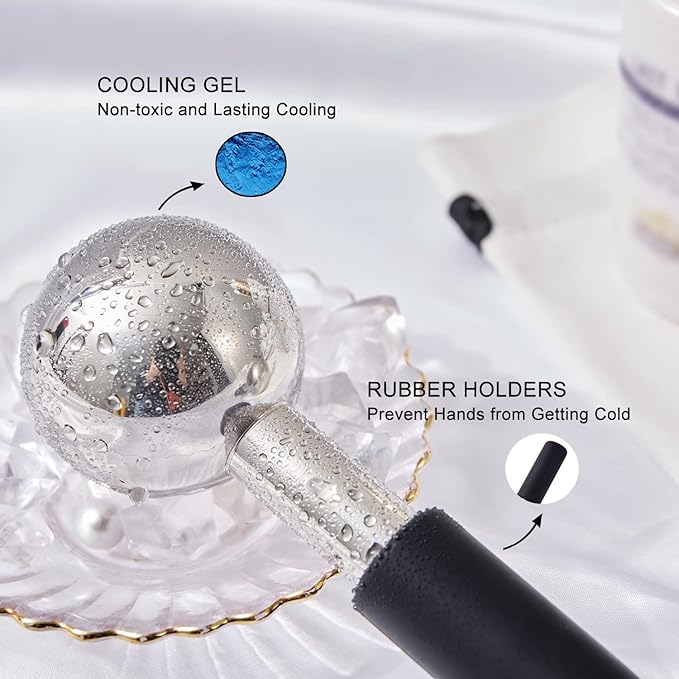 Ice Globes for Face & Eyes, Unbreakable Stainless Steel Cryo Sticks for Beauty Routines, Facials Cold Roller Cooling Globes for Puffiness, Wrinkles, Dark Circles, Headaches-GlimoraGlow