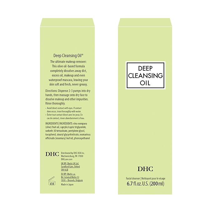 DHC Deep Cleansing Oil, Facial Cleansing Oil, Makeup Remover, Cleanses without Clogging Pores, Residue-Free, Fragrance and Colorant Free, All Skin Types, 6.7 fl. oz.-GlimoraGlow