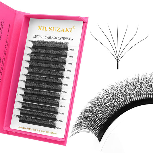 W Lash Extensions Supplies 7D Eyelash Extensions W Shape 0.07mm Thickness C Curl 11mm Premade Fans Easy Fan Lashes Volume Matte Black 12 Rows Crisscross Eye Lashes(W-7D-0.07-C,11mm)-GlimoraGlow