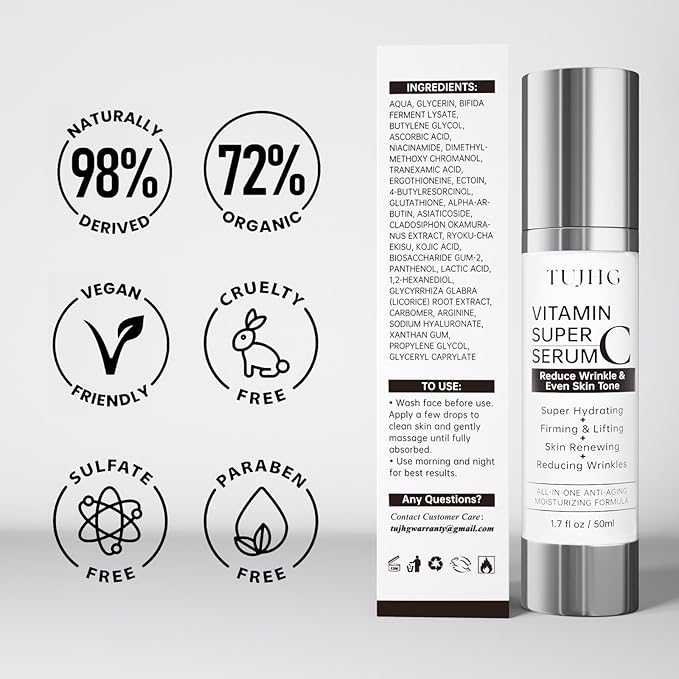 Vitamin C Retinol Serum for Face, Brightening & Anti-Aging with Hyaluronic Acid, Vitamin E, Peptides, Collagen - Hydrates, Firms, Lifts, Smooths, Targets Age Spots, Wrinkles, 1.7 Fl Oz-GlimoraGlow