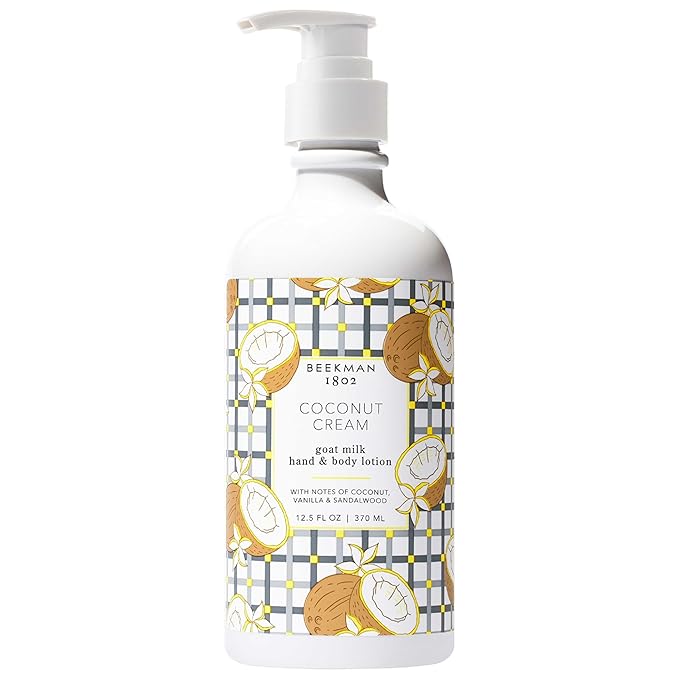 Beekman 1802 Coconut Cream Goat Milk Body Lotion - Scented - 12.5 oz - Hydrating & Moisturizing with Shea Butter - for Sensitive Skin - Cruelty Free - Packaging May Vary - Pump Included, Ready for Use-GlimoraGlow
