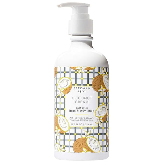 Beekman 1802 Coconut Cream Goat Milk Body Lotion - Scented - 12.5 oz - Hydrating & Moisturizing with Shea Butter - for Sensitive Skin - Cruelty Free - Packaging May Vary - Pump Included, Ready for Use-GlimoraGlow