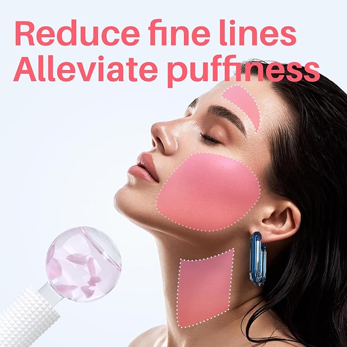 Ice Globes & Ice Roller for Face and Eyes - Facial Massage Tools for Skin Care, Reduce Wrinkles & Puffiness, Cooling Globes & Roller Ball for Glowing Skin 2PCS (Pink)-GlimoraGlow