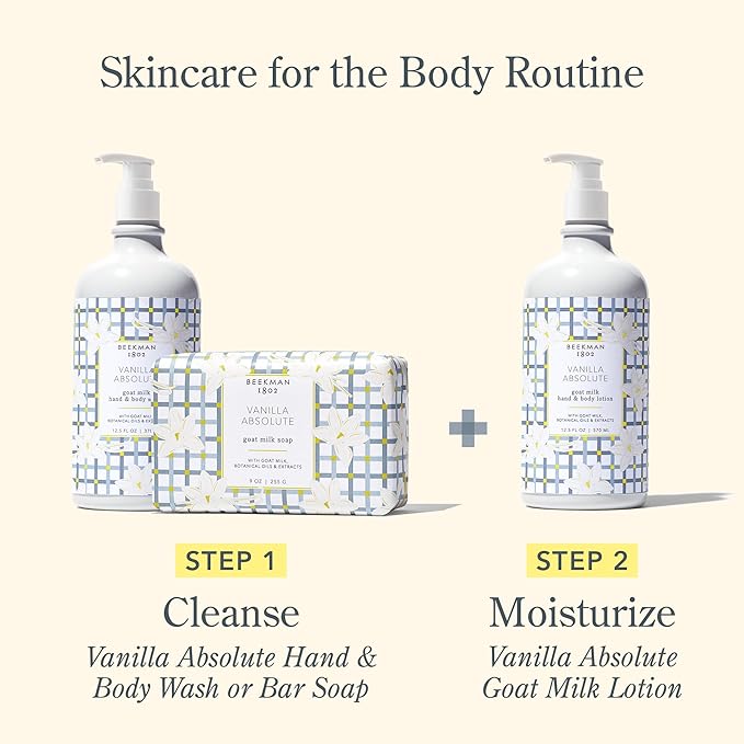 Beekman 1802 Goat Milk Body Lotion, Vanilla Absolute - Scented - 12.5 oz - Deeply Moisturizing With Shea Butter & Jojoba Seed Oil - For Sensitive Skin - Ready for Use, Pump Inserted - Cruelty Free-GlimoraGlow