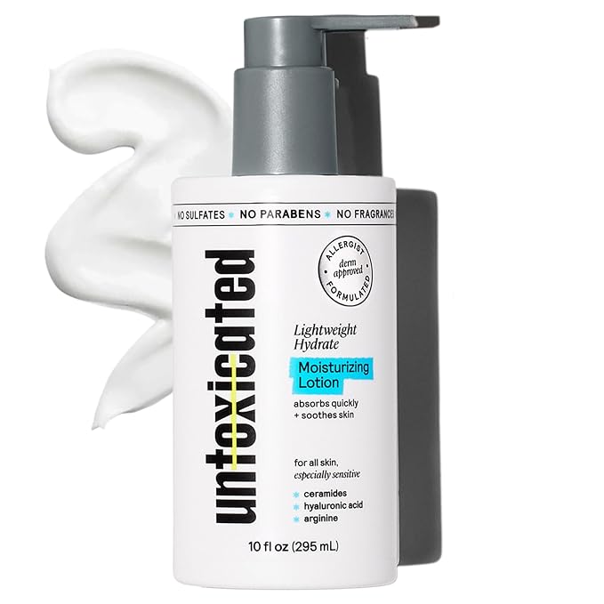 Moisturizing Lotion - Daily Face Moisturizer & Body Lotion for Sensitive Skin - Ceramides & Hyaluronic Acid - No Common Irritants - Non-Comedogenic - Oil-Free - Fragrance Free - 10 Ounce-GlimoraGlow