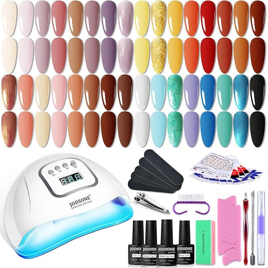 JODSONE 36 Pcs Gel Nail Polish Kit with U V Light of 32 Color Gel Polish Nail Collections Base and Top Glitter Coat Manicure Tools-GlimoraGlow