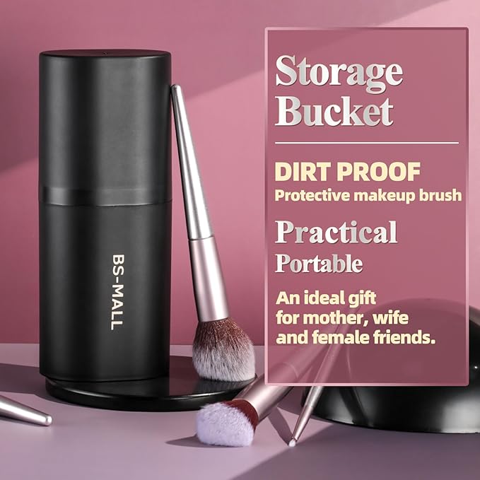 BS-MALL Makeup Brush Set 18 Pcs Premium Synthetic Foundation Powder Concealers Eye shadows Blush Makeup Brushes with black case-GlimoraGlow