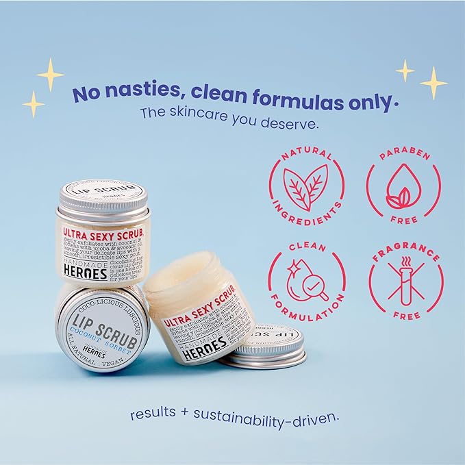 100% Natural Lip Scrub for Soft, Smooth Lips, Vegan Lip Scrub Gentle Exfoliator for Chapped and Dry Lips. 2 pc Coconut Lip Exfoliator Set lip exfoliator.-GlimoraGlow