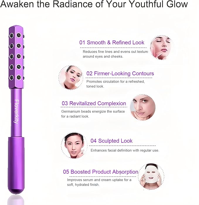 Beauty Sculptor Roller – 30 Germanium Massage Nodes for Facial Massager & Glow | Compact Beauty Tool for Lifting and Skin Care,Facial Roller (Purple, 1 PCS)-GlimoraGlow