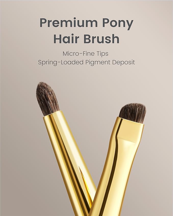 Desert Oak Series Tapered Spotlight Brush - Precision Pony Hair Brush for Inner Corner & Under-Eye Highlighting, Bubinga Handle & Gold Ferrule (CM 175)-GlimoraGlow