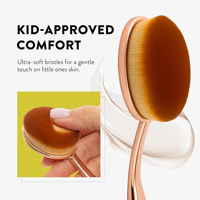 Premium Sunscreen Brush Set – Kids & Baby Sunblock Applicator with Metal Handles, Travel Bag, 2 Brushes, 2 Caps, & Cleaning Mat – Rose Gold – Mess-Free Sun Care (2 Pack) (Rose Gold)-GlimoraGlow