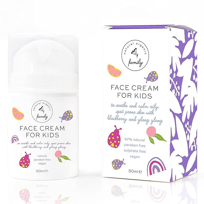 Gentle Face Cream Moisturizer for Kids and Preteens – Nourishing and Calming for All Skin Types – Natural Ingredients: Hyaluronic Acid and Vitamin E - Made in UK 50ml-GlimoraGlow