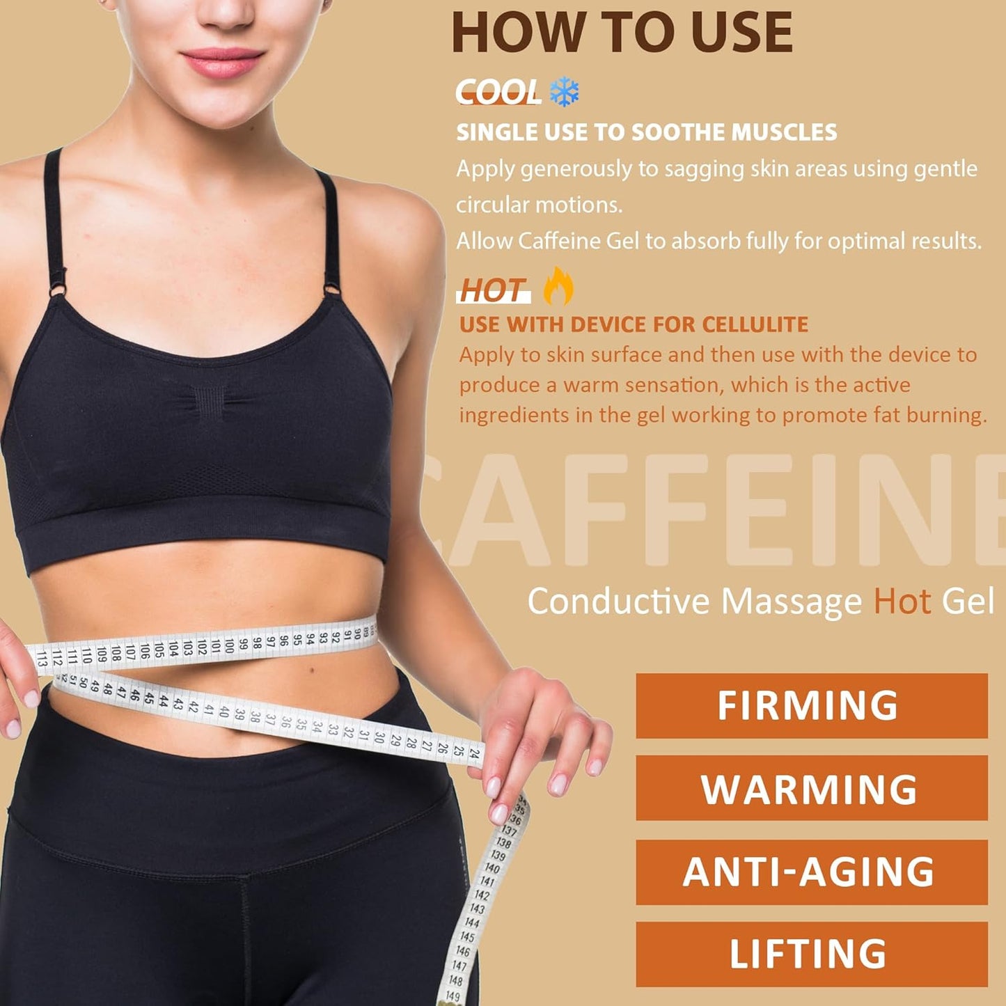 Hot Caffeine Conductive Gel for Body Sculpting Machine, Massage Gel for Body Slimming, Skin Firming & Lifting, Tighten Arms, Tummy, Butt, Thighs for Women and Men, with Capsicum Resin Help Fat Burning-GlimoraGlow