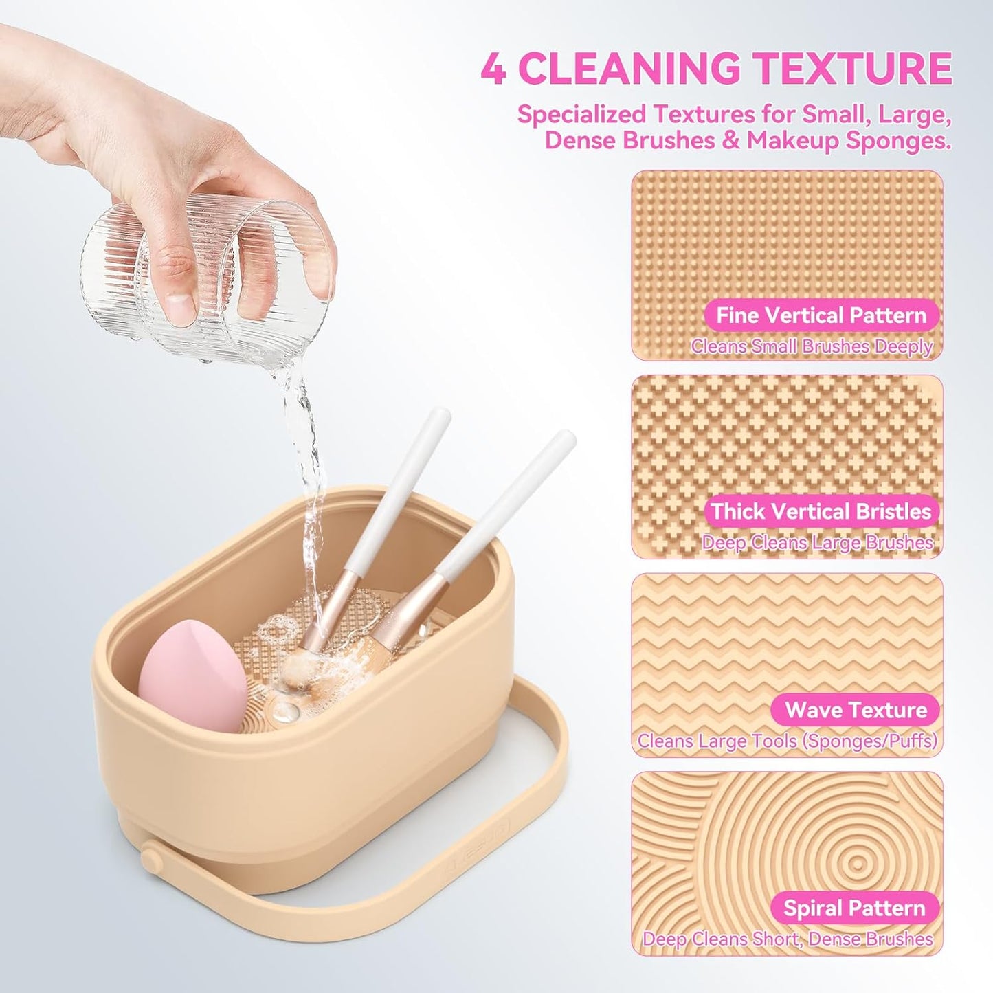 Makeup Brush Cleaner Mat 3 in 1 Makeup Brush Holder Silicone Makeup Brush Drying Rack Make Up Brush Cleaning Bowl Make Up Brush Cleaner Pad Cosmetic Storage Box Cleaning Tool for Sponge Powder Puff-GlimoraGlow