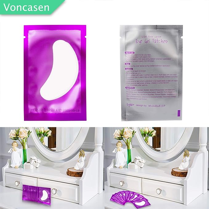 100 Pairs Set Under Eye Pads, Comfy and Cool Under Eye Patches Gel Pad for Eyelash Extensions Eye Mask Beauty Tool (Purple)-GlimoraGlow