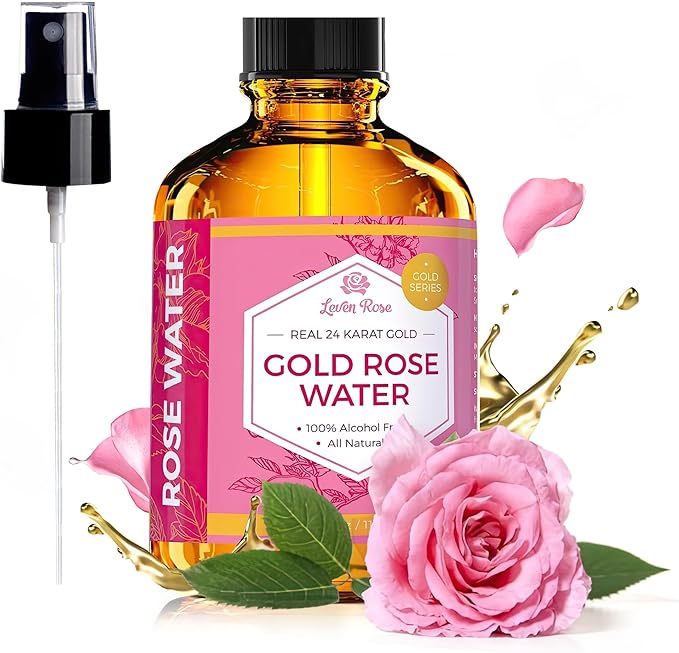 24 Karat Gold Rose Water Toner by Leven Rose Natural Moroccan 24K Rosewater Toner 4 oz-GlimoraGlow