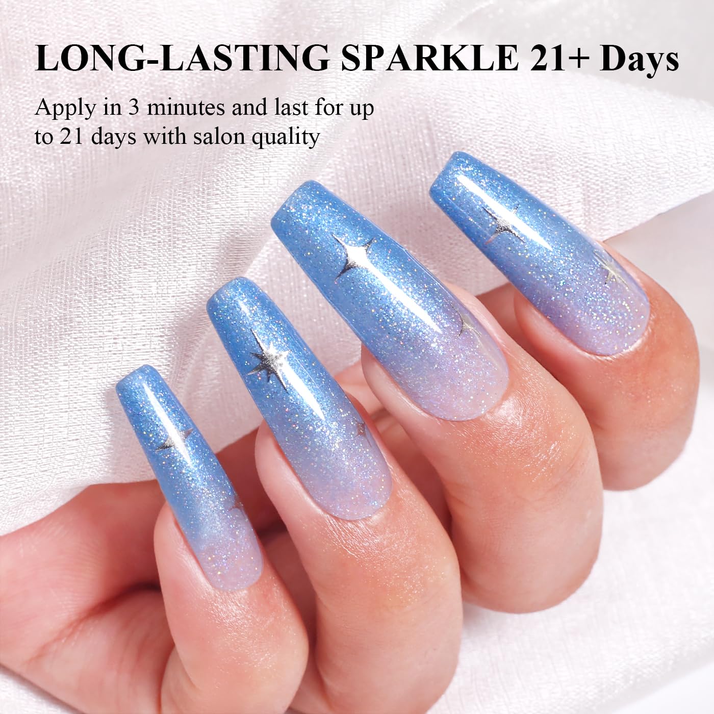 Imtiti Glitter Gel Nail Polish, Bright Blue Glitter Nail Gel Polish Diamond Shimmer Sparkle Soak Off UV LED Spring Summer Manicure 10ML-GlimoraGlow