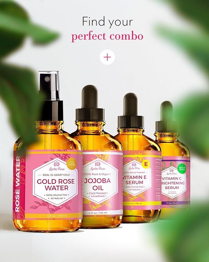 24 Karat Gold Rose Water Toner by Leven Rose Natural Moroccan 24K Rosewater Toner 4 oz-GlimoraGlow