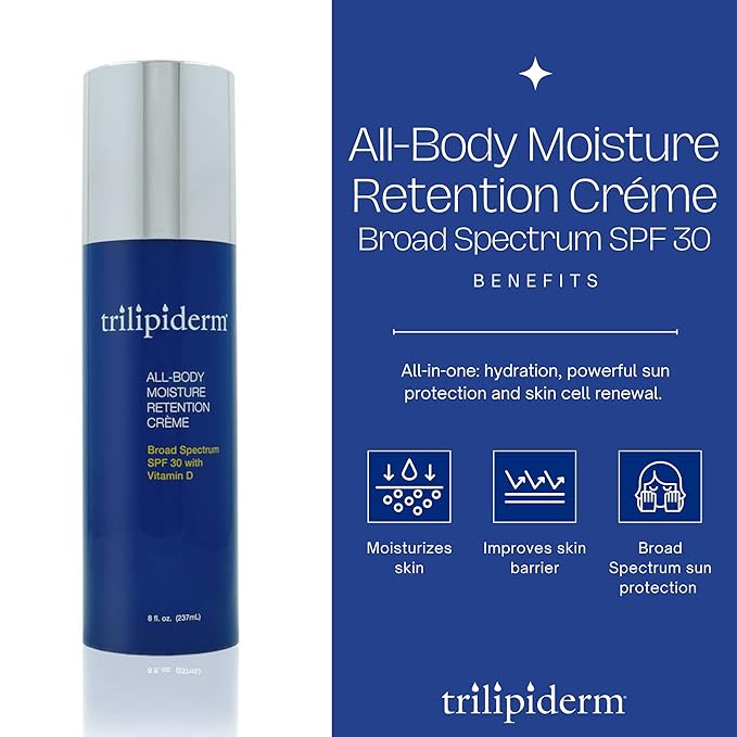 Trilipiderm Moisturizing Sunblock 8oz All Day Hydration for Body and Face, Vitamin D Enriched Broad Spectrum Sunscreen, Two Pack-GlimoraGlow