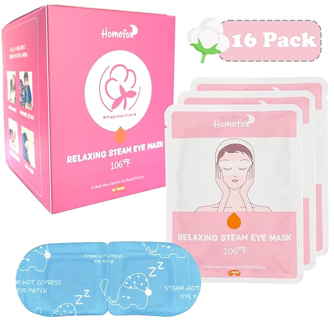16 Pack Steam Eye Mask for Dry Eye Care - Bulk Disposable Heating Eye Mask for Dark Circles and Puffiness Relief Soothing Moisturizing Warm Eyes Care Pads Relax Therapy, Fragrance Free-GlimoraGlow