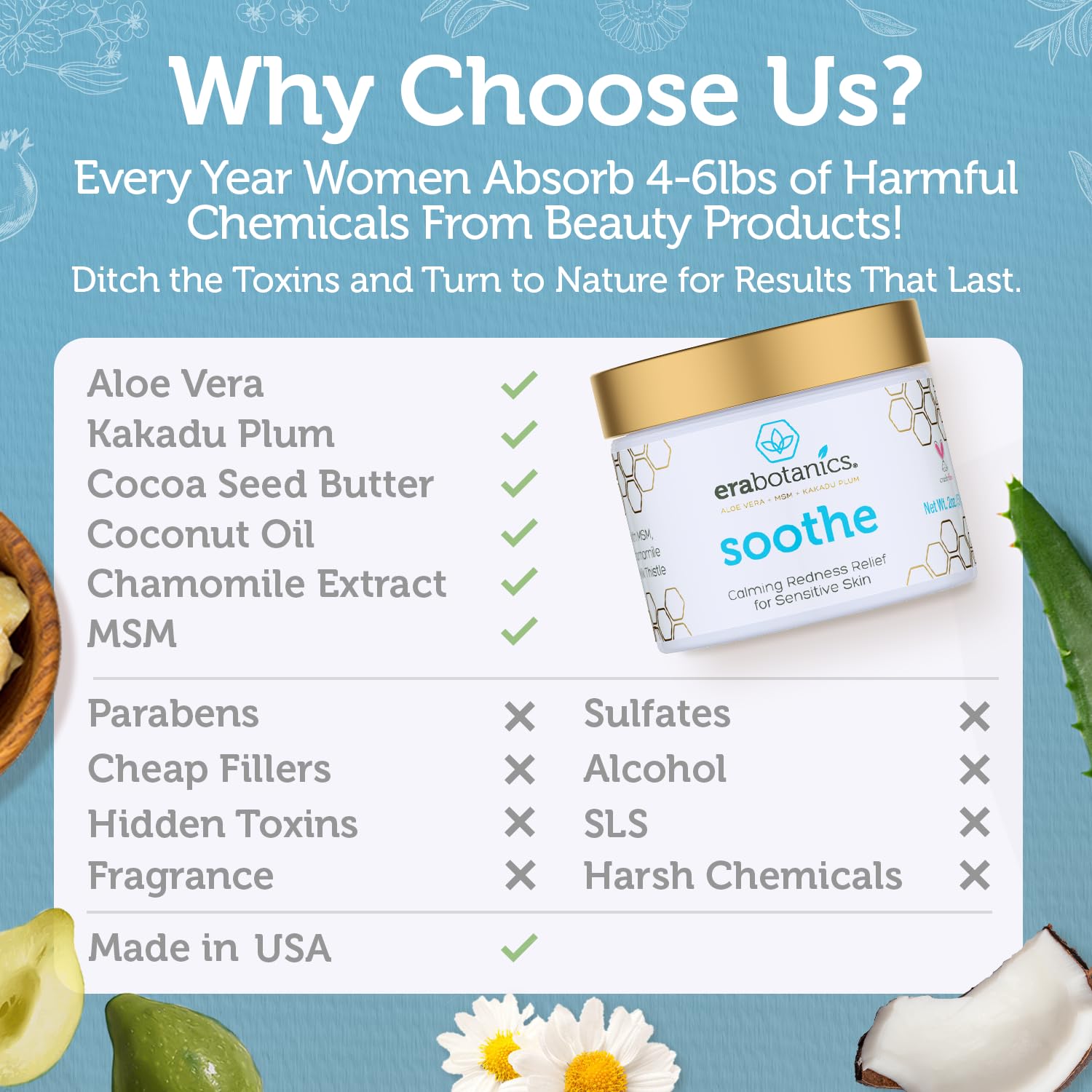 Era Organics Cream Redness Relief Moisturizer- Soothing Redness Relief for Face with Manuka Honey, MSM, Chamomile - Calming Moisturizer Made in USA-GlimoraGlow