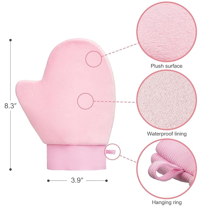 Self Tanner Brushes- Extra Large Body Kabuki Brush & Tanning Mitt, 2 Pcs, Big Body Makeup Brush for Legs, Face, Soft Self Tanning Glove Applicator for Fake Tan, Foundation, Lotion, Makeup (Purple)-GlimoraGlow