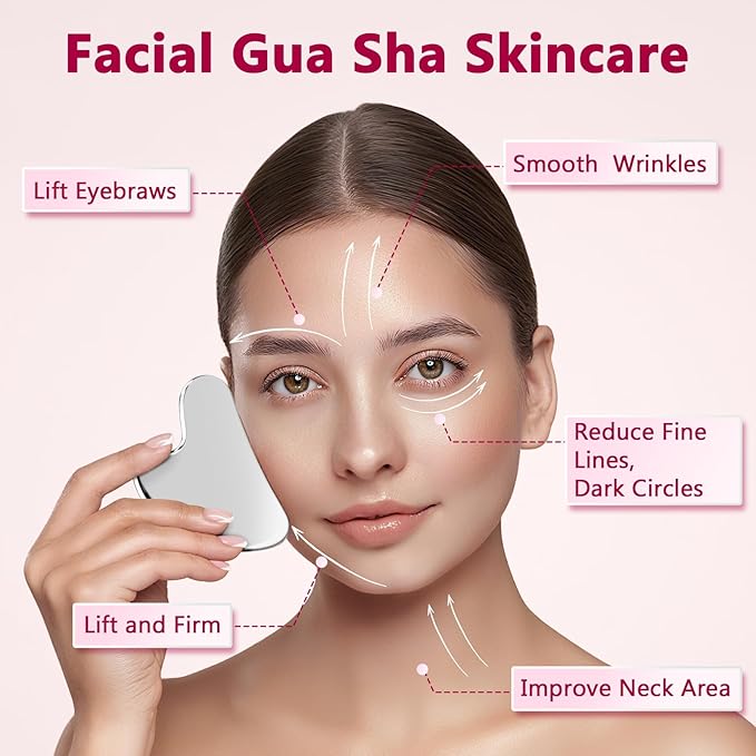 Ice Roller for Face & Eye, Vitamin E Rose Oil & Gua Sha Set, Gua Sha Oil for Face & Body, Reduces Puffiness Relieves Migraines Skin Care Tools, Facial Massager Tool & Self Care Gifts for Women-GlimoraGlow