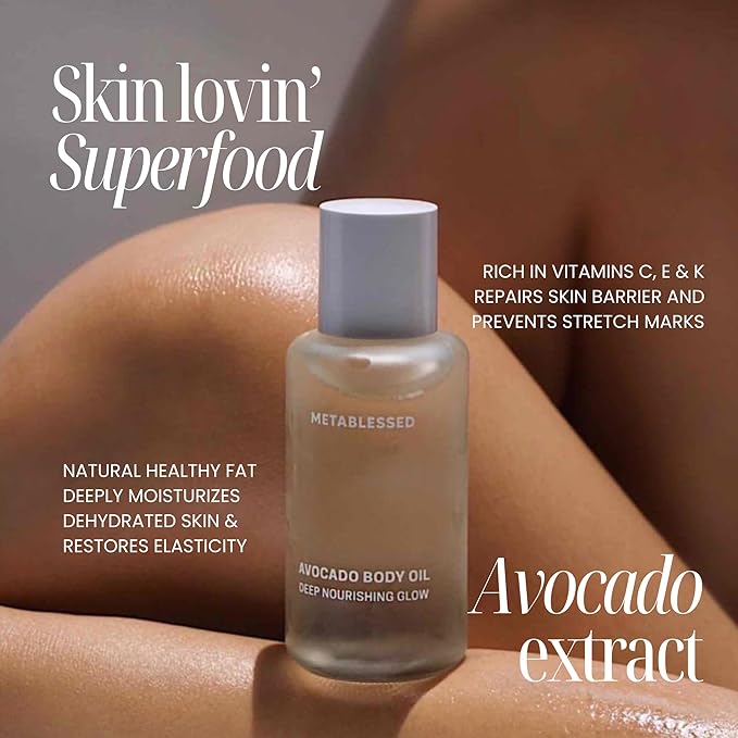 Avocado Dry Body Oil - Deep Nourishing Glow, Fast Absorbing & Non-Greasy Body Moisturizer. Luxurious Soothing Aromatherapy. Sensitive Skin Safe, Clean Beauty 3.38 fl. oz-GlimoraGlow