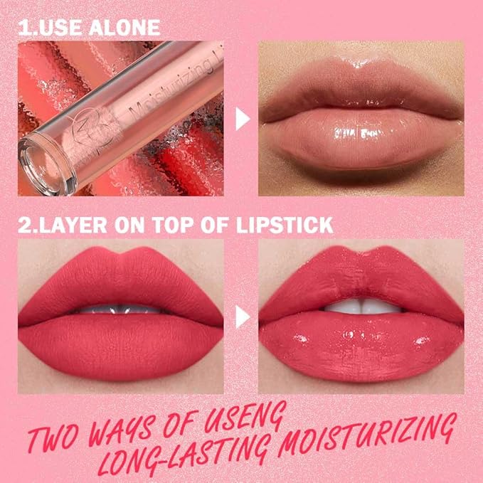 Hydrating Lip Gloss Oil - Nourishing Tinted Lip Oil for High-Shine Finish, Long-Lasting, Non-Sticky, Cruelty-Free Lip Plumper, Perfect with Lipstick & Peel-Off Lip Stain X-00#-GlimoraGlow