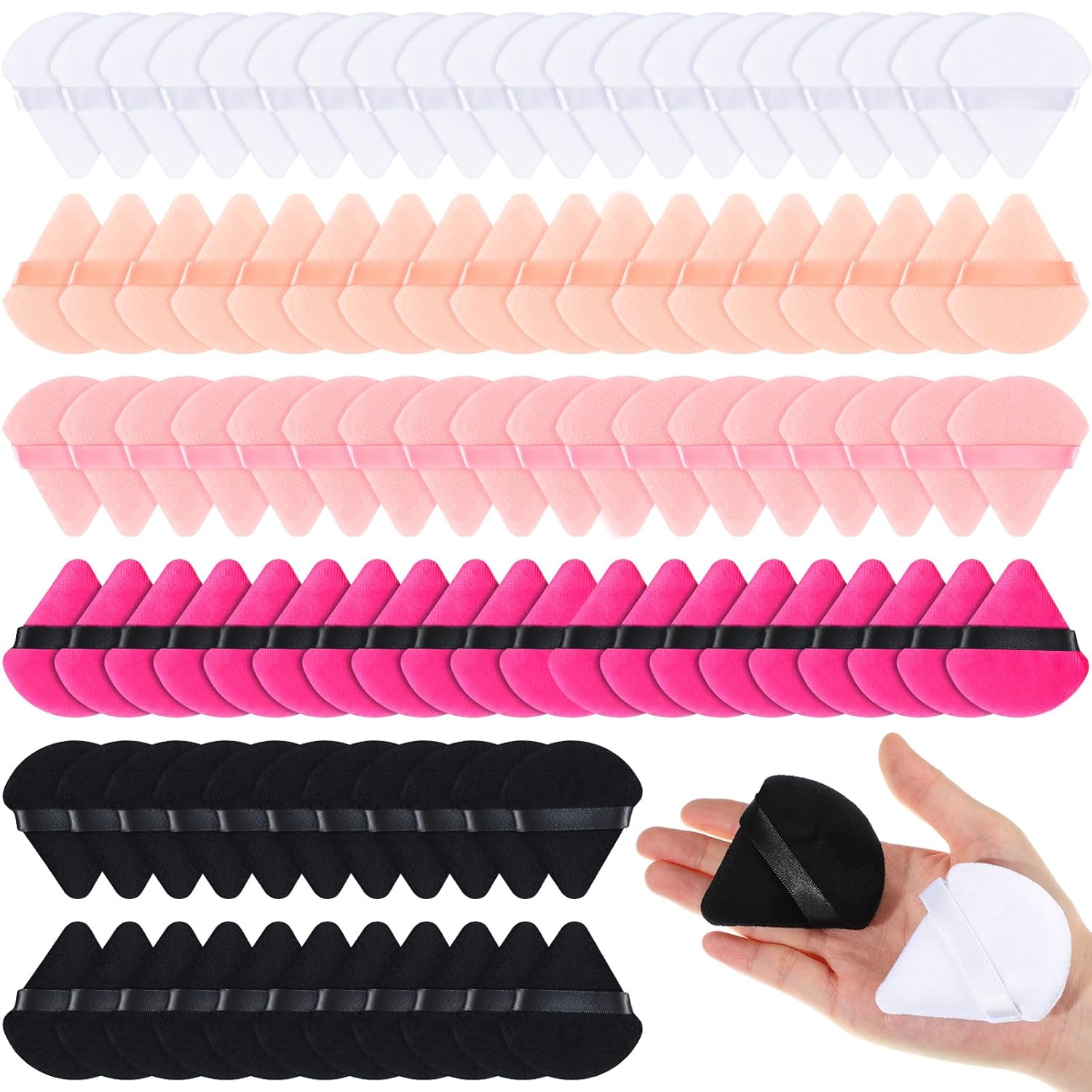 Meanplan 100 Pcs Powder Puff Face Soft Makeup Sponge Triangle Powder Puffs for Loose Velour Cosmetic Foundation Wet Dry Sponge Makeup Tools(Vivid Colors)-GlimoraGlow