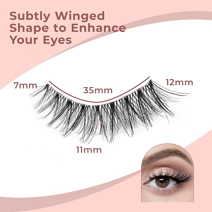 Wispy Lashes - Natural False Eyelashes Strip Lashes with Clear Band for Daily Wear 7 Pairs Cat Eye Lashes 12mm Reusable Fake Lashes That Look Like Extensions-GlimoraGlow