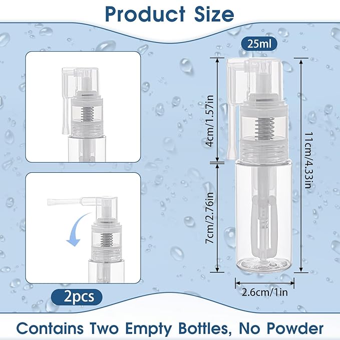 2 Pcs Empty Powder Spray Bottle, Cake Glitter Spray Bottle, Makeup Powder Spray Bottle, Barber Spray Bottle, Dry Powder Spray Bottle for Makeup Powder, Dusting, Glitter, Dry Cleaning Powder, Crafts-GlimoraGlow