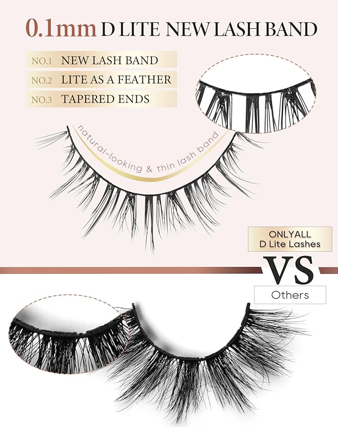 Onlyall Natural Lashes Short Eyelashes Wispy Lashes Natural Look Soft False Eyelashes False Eye Lashes Faux Mink Eyelashes 7 Pairs D2-GlimoraGlow