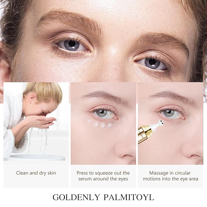 Caffeine Eye Serum Anti Aging, Eye Serum for Dark Circles and Puffiness, Retinol Eye Cream with 360°Massage Ball, Reduce Eye Wrinkles and Fine Lines-GlimoraGlow