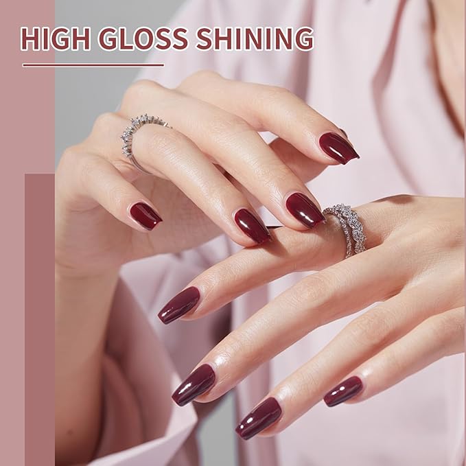 JODSONE 10ml Nude Pink Gel Nail Polish Set 6Colors Long Lasting Neutral Brown Red Purple Nail Polish Lacquer Glossy Art for Nail and Salon Need U V Lamp-GlimoraGlow