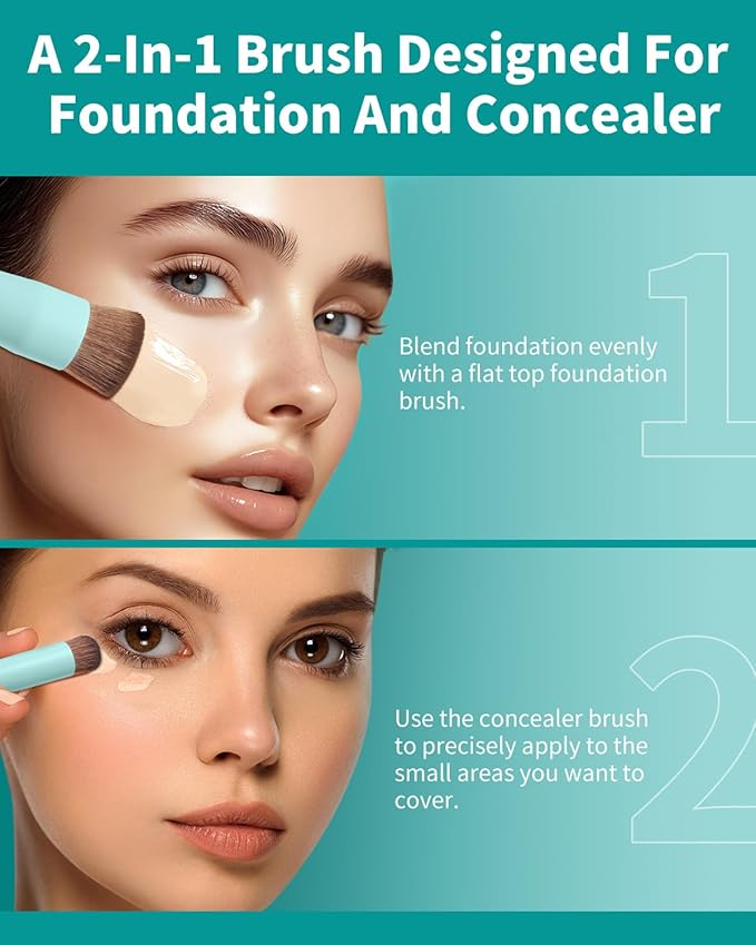 EIGSHOW Foundation and Concealer Brush, Dual Ended Makeup Brush For Flawless Foundation Coverage, Under Eye Concealer, Vegan & Cruelty-free (D110B)-GlimoraGlow