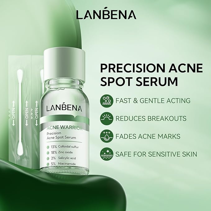 LANBENA Precision Acne Spot Serum, Acne Drying Lotion, Overnight Acne Treatment For Face, Dry Out Pimples, Blemishes, Zits And Clean Pores, 0.42 Fl Oz-GlimoraGlow