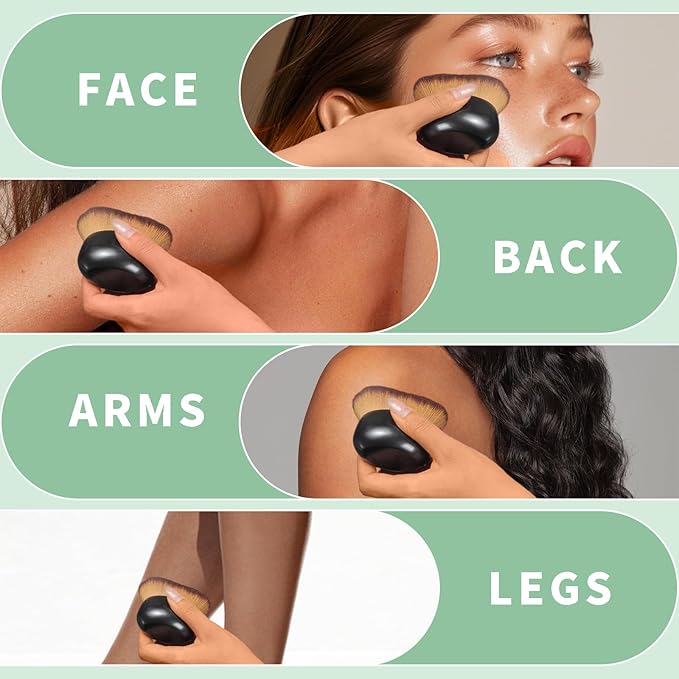 Extra-Large 75mm Body Makeup Brush Vegan Synthetic Bristles for Streak-Free Self Tanner, Bronzer & Foundation, Wet/Dry Use, Oval Face & Back Application–Pink Rose Gold-GlimoraGlow