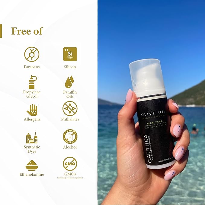 Calithea Night Cream - Moisturizing & Hydrating Face Repair Cream - Night Facial Moisturizer with Shea Butter, Elderberry, Argan Oil - Antioxidant-Rich Skin Night Cream-GlimoraGlow