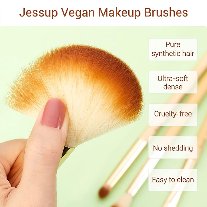 Jessup Professional Bamboo Makeup Brushes, Premium Synthetic Foundation Powder Concealer Blush Highlight Eye Blending Cosmetic Brush Set 25pcs T135-GlimoraGlow